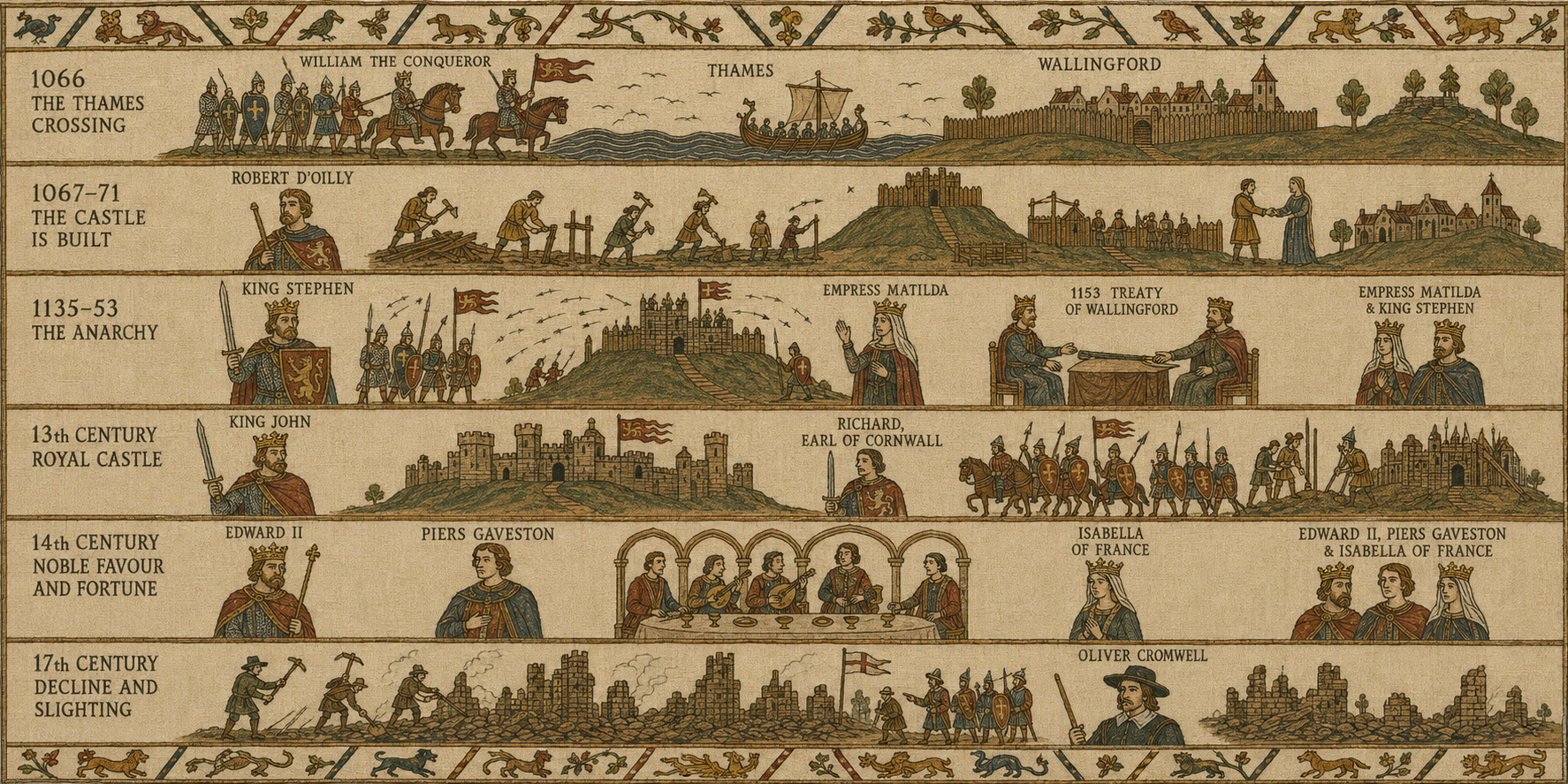 Bayeux Tapestry style border illustration